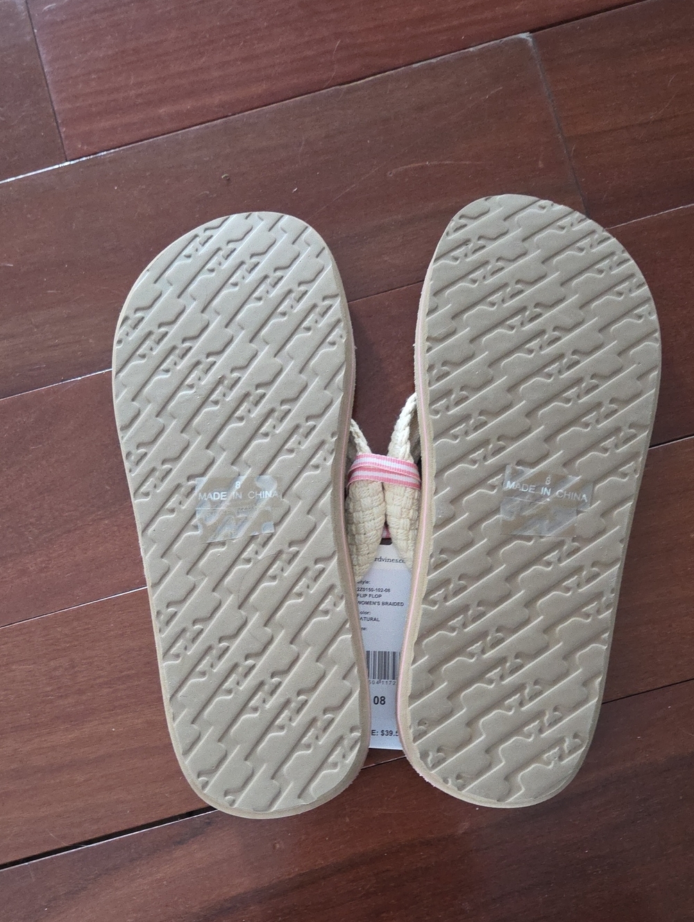 NWT Women's Vineyard Vines Braided Natural Tan Flip Flops  8 - Picture 3 of 3